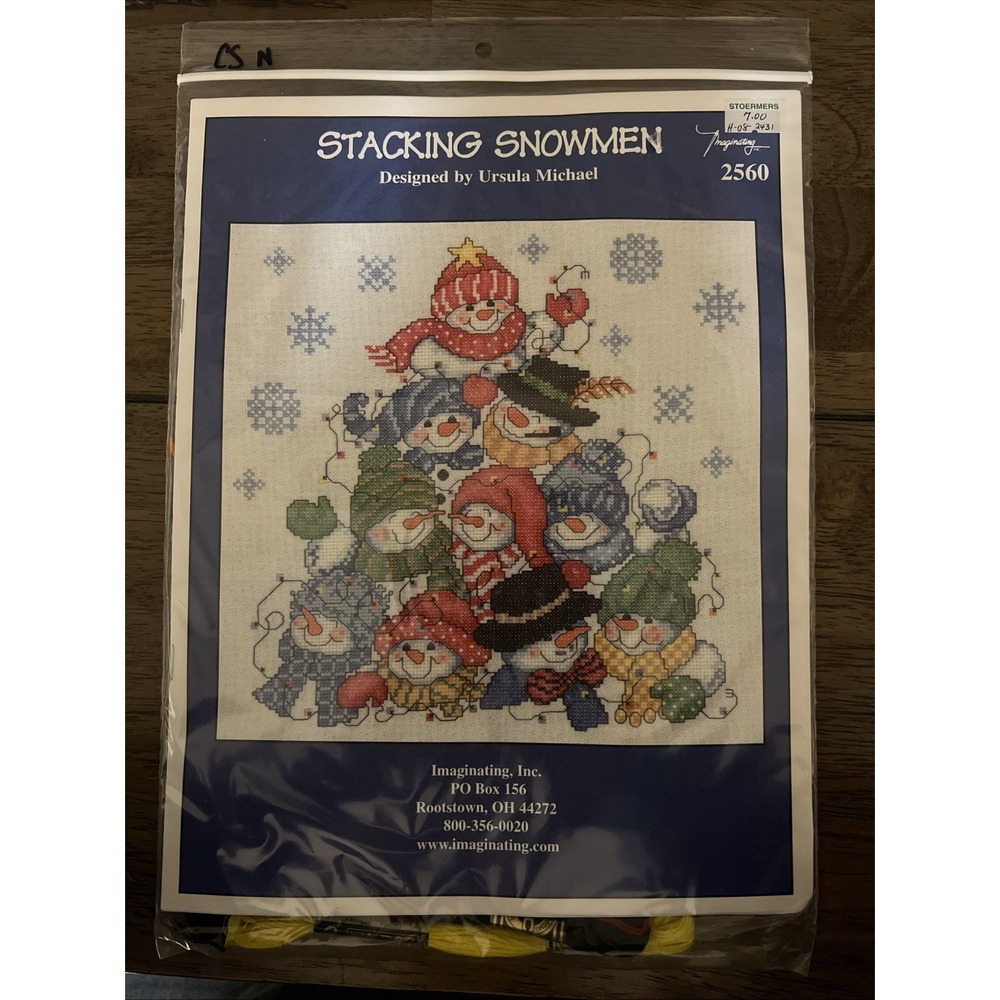 Imaginating " Stacking Snowmen" Cross Stitch Kit 2560 By Ursula Michael NEW